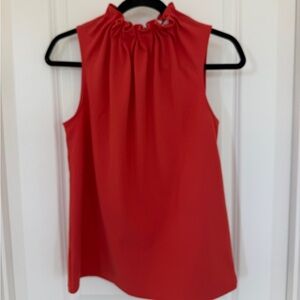 Ann Taylor Red Sleeveless Ruffled Neck Camisole